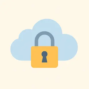 Schloss-Symbol vor einer Wolke als Zeichen für sichere Cloud-Speicherung