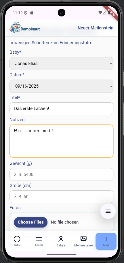 Bambinaut Meilensteine