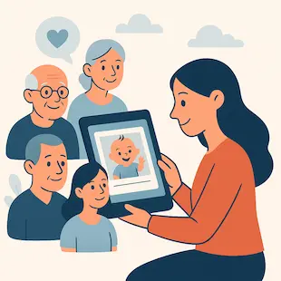 Baby-Fotos und Erinnerungen mit Familie teilen